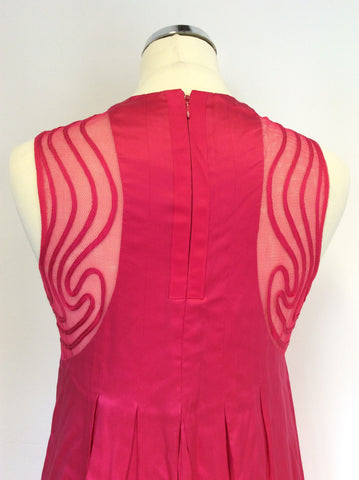 TED BAKER HOT PINK SILK NET TOP SPECIAL OCCASION DRESS SIZE 2 UK 10