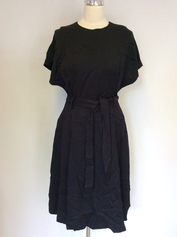 WHISTLES BLACK SHORT SLEEVE TIE BELT DRESS SIZE 10