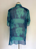 DORIS STREICH GREEN PRINT SHORT SLEEVE BLOUSE SIZE 40 UK 14