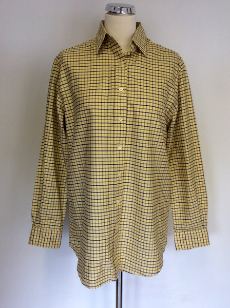 CHARLES TYRWHITT YELLOW CHECK COTTON SHIRT SIZE 14