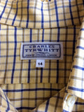 CHARLES TYRWHITT YELLOW CHECK COTTON SHIRT SIZE 14