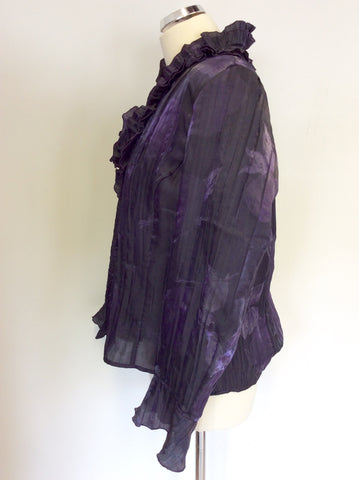 FSR COLLECTION PURPLE FLORAL PRINT JACKET, TOP & SKIRT SIZE 42 UK 14