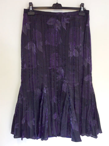 FSR COLLECTION PURPLE FLORAL PRINT JACKET, TOP & SKIRT SIZE 42 UK 14