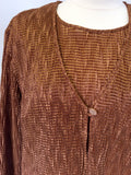 RICHARD ROBERTS BRONZE CRINKLE DUSTER COAT,TOP & TROUSERS SIZE 14
