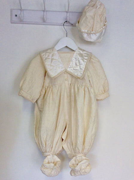 PIXIE COTTON IVORY SILK CHRISTENING OUTFIT AGE 12-18 MONTHS
