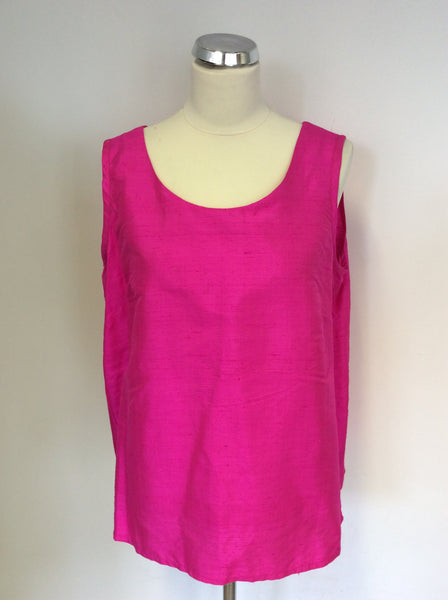 ELMS & KING HOT PINK SILK SLEEVELESS TOP SIZE 18