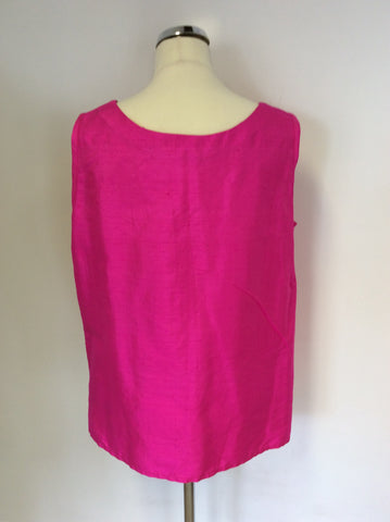 ELMS & KING HOT PINK SILK SLEEVELESS TOP SIZE 18