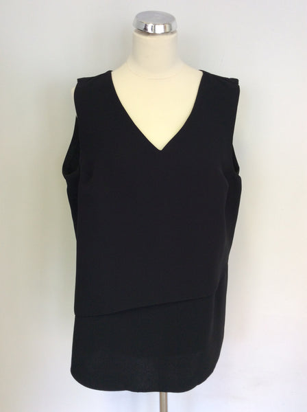 SATSUMA BLACK LAYERED SLEEVELESS V NECK TOP SIZE 20