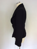 ZARA WOMAN BLACK V NECKLINE BELTED JACKET SIZE 42 UK 14