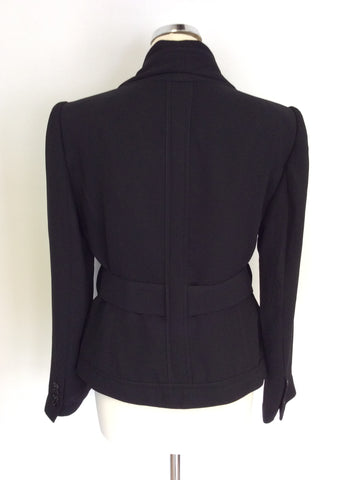 ZARA WOMAN BLACK V NECKLINE BELTED JACKET SIZE 42 UK 14
