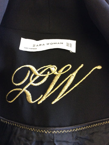 ZARA WOMAN BLACK V NECKLINE BELTED JACKET SIZE 42 UK 14
