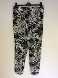 GERRY WEBER BLACK,GREY & WHITE PRINT CASUAL TROUSERS SIZE 18