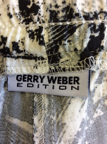 GERRY WEBER BLACK,GREY & WHITE PRINT CASUAL TROUSERS SIZE 18