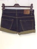 BRAND NEW ALL SAINTS FRIAR SUNDAY FIT DARK BLUE DENIM SHORTS SIZE 26