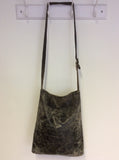 ALLSAINTS BLACK DISTRESSED LOOK LEATHER SHOULDER BAG