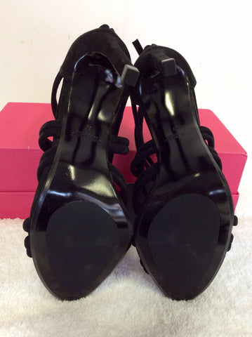 BRAND NEW ZARA BLACK FAUX SUEDE STRAPPY HEELS SIZE 6/39