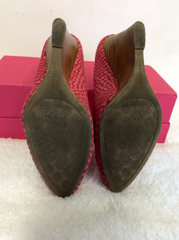 MAXSTUDIO PINK SNAKESKIN SUEDE & LEATHER WEDGE HEELS SIZE 6/39