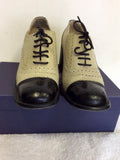 JOAN & DAVID BLACK & CREAM BROGUE LEATHER LACE UP HEELS SIZE 6/39