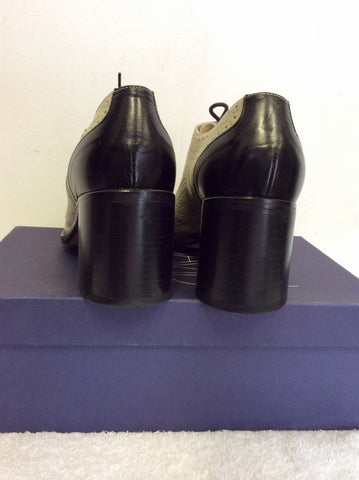 JOAN & DAVID BLACK & CREAM BROGUE LEATHER LACE UP HEELS SIZE 6/39