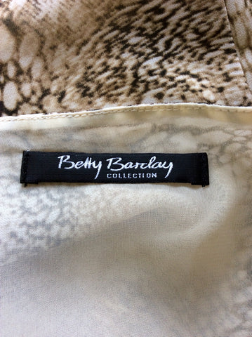BETTY BARCLAY BROWN & CREAM PRINT STRAPPY DRESS SIZE 14