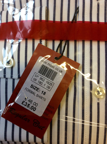 BRAND NEW PIERRE CARDIN BLUE & WHITE STRIPED SHIRT SIZE 18"R - Whispers Dress Agency - Mens Formal Shirts - 2