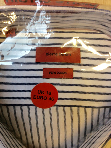 BRAND NEW PIERRE CARDIN BLUE & WHITE STRIPED SHIRT SIZE 18"R - Whispers Dress Agency - Mens Formal Shirts - 3
