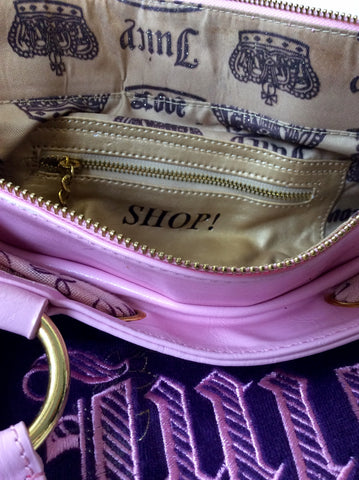 JUICY COUTURE PURPLE VELOUR & PINK FAUX LEATHER SHOULDER/HANDBAG