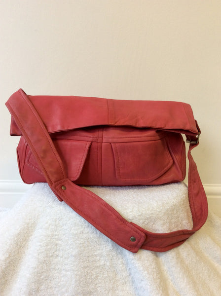 NICOLE FARHI PINK LEATHER LARGE SHOULDER BAG