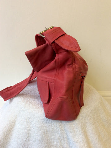 NICOLE FARHI PINK LEATHER LARGE SHOULDER BAG