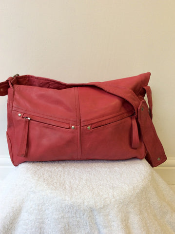 NICOLE FARHI PINK LEATHER LARGE SHOULDER BAG