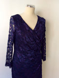 BRAND NEW GINA BACCONI BLACK & PURPLE LACE PENCIL DRESS SIZE 16 - Whispers Dress Agency - Womens Dresses - 2