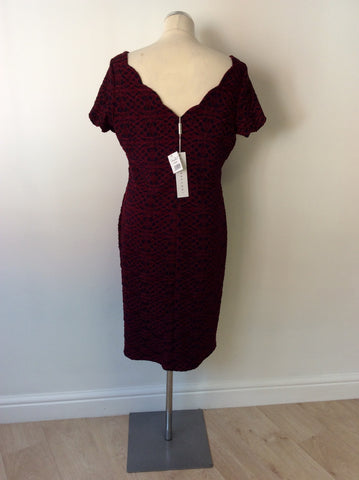 BRAND NEW GINA BACCONI RED & BLACK LACE PENCIL DRESS SIZE 16 - Whispers Dress Agency - Womens Dresses - 4