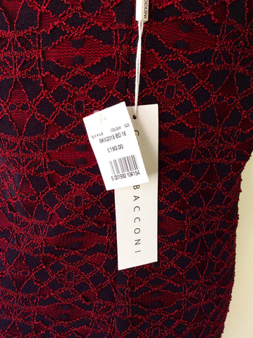 BRAND NEW GINA BACCONI RED & BLACK LACE PENCIL DRESS SIZE 16 - Whispers Dress Agency - Womens Dresses - 5