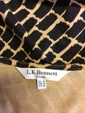 LK BENNETT BLACK & CAMEL WRAP DRESS SIZE 14 - Whispers Dress Agency - Womens Dresses - 4