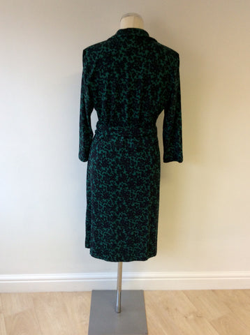 HOBBS BLACK & GREEN PRINT WRAP DRESS SIZE 14 - Whispers Dress Agency - Sold - 4