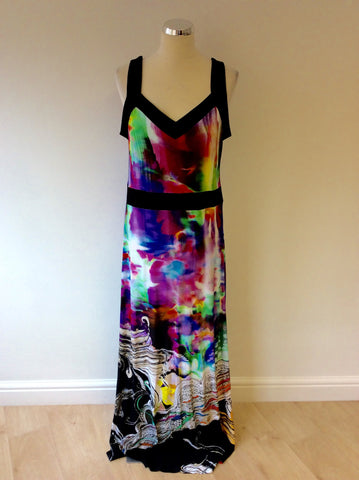 BRAND NEW ARIANA MULTI COLOURED PRINT MAXI DRESS SIZE 42 UK 14 - Whispers Dress Agency - Womens Dresses - 1