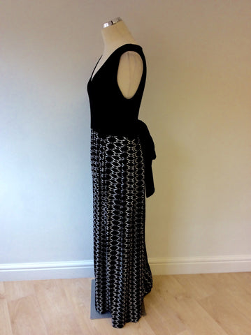 HOBBS BLACK & WHITE PRINT MAXI DRESS SIZE 14 - Whispers Dress Agency - Sold - 2
