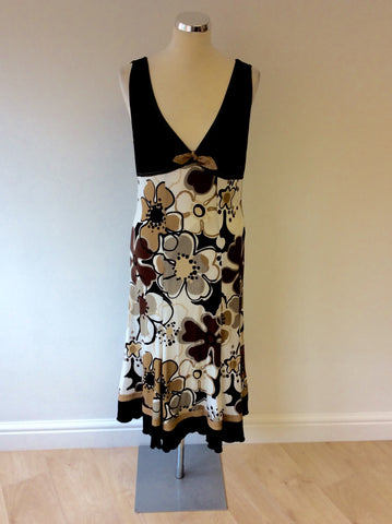 FUEGO WOMAN BLACK,BROWN & WHITE FLORAL PRINT DRESS SIZE XL - Whispers Dress Agency - Womens Dresses - 1