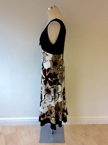 FUEGO WOMAN BLACK,BROWN & WHITE FLORAL PRINT DRESS SIZE XL - Whispers Dress Agency - Womens Dresses - 2