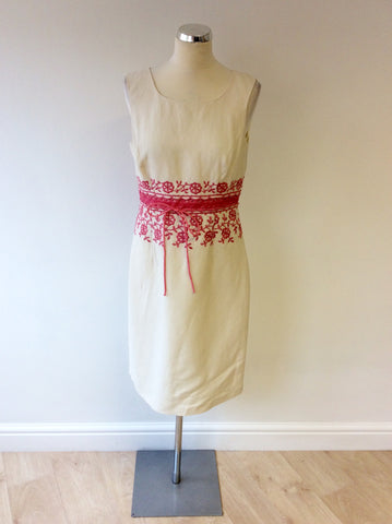 NOUGAT IVORY & PINK EMBROIDERED DRESS & MATCHING CARDIGAN SIZE 3 UK 12/14 - Whispers Dress Agency - Sold - 2