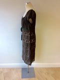 NOUGAT KHAKI LACE TRIM COTTON DRESS SIZE 4 UK 14 - Whispers Dress Agency - Sold - 3