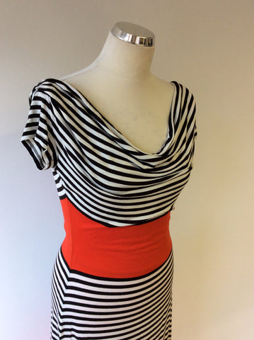 ISABEL DE PEDRO BLACK,RED & WHITE SCOOP NECK DRESS SIZE 12 - Whispers Dress Agency - Sold - 2