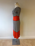ISABEL DE PEDRO BLACK,RED & WHITE SCOOP NECK DRESS SIZE 12 - Whispers Dress Agency - Sold - 3