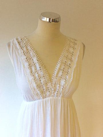 PHASE EIGHT WHITE LACE TRIM MAXI DRESS SIZE M - Whispers Dress Agency - Womens Dresses - 2