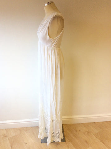 PHASE EIGHT WHITE LACE TRIM MAXI DRESS SIZE M - Whispers Dress Agency - Womens Dresses - 3