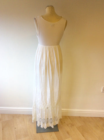 PHASE EIGHT WHITE LACE TRIM MAXI DRESS SIZE M - Whispers Dress Agency - Womens Dresses - 4