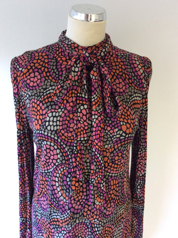 FRENCH CONNECTION PRINT TIE NECK DRESS SIZE 12 - Whispers Dress Agency - Sold - 2