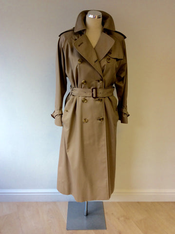 BURBERRY HONEY BEIGE LONG MAC/TRENCH COAT SIZE 12/14 - Whispers Dress Agency - Womens Coats & Jackets - 1