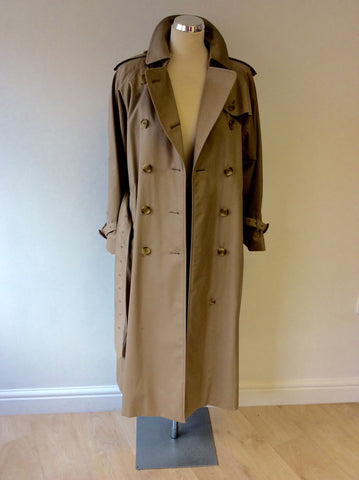 BURBERRY HONEY BEIGE LONG MAC/TRENCH COAT SIZE 12/14 - Whispers Dress Agency - Womens Coats & Jackets - 4