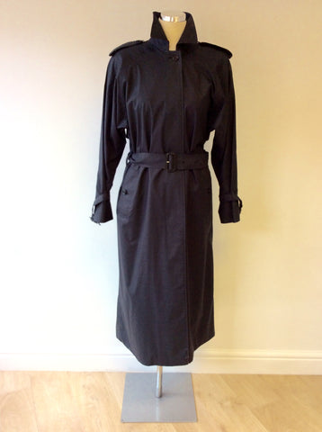 BURBERRY DARK BLUE LONG MAC/TRENCH COAT FIT UK 12/14 - Whispers Dress Agency - Womens Coats & Jackets - 1
